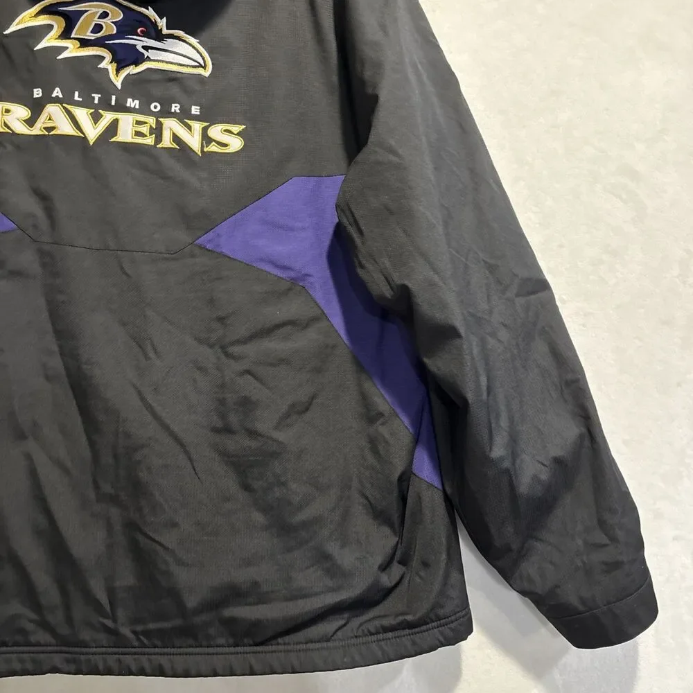 Reebok Ravens NFL Football Jacket Fleece Lined Hooded Full Zip Up Men's XL Black